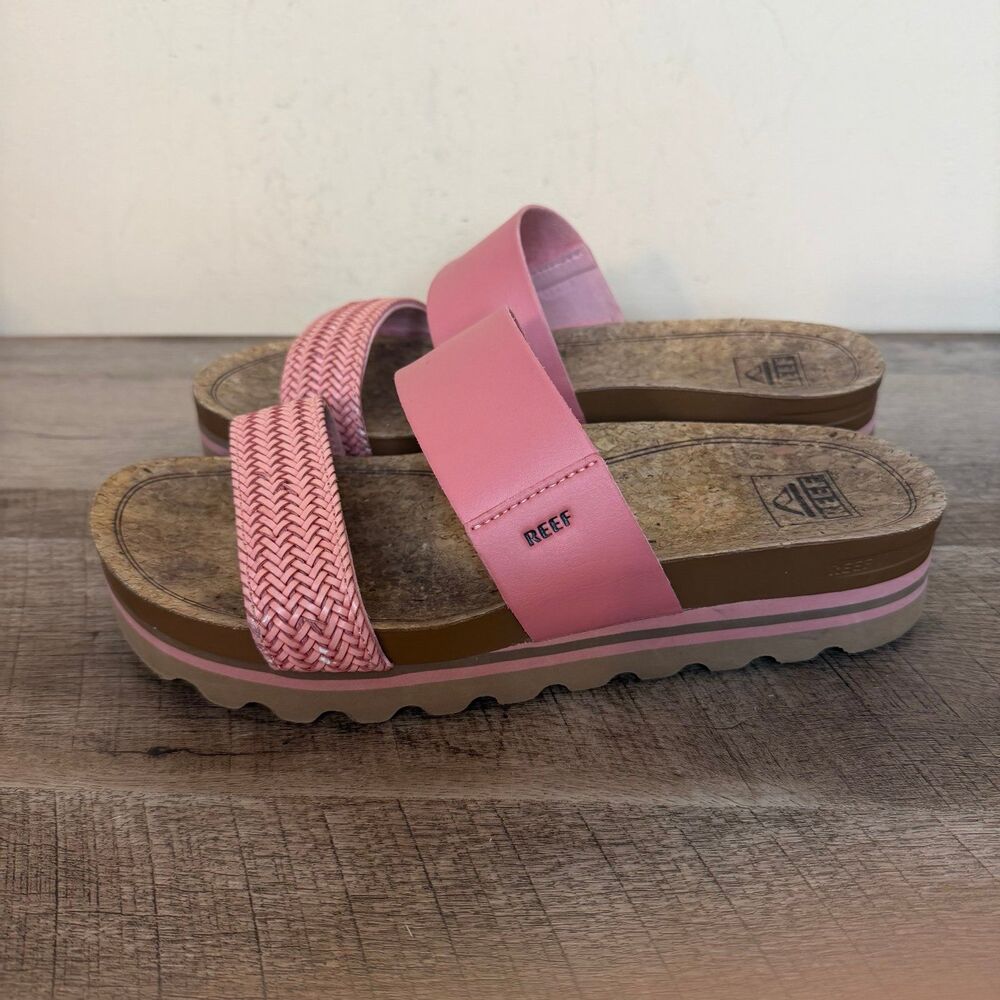 Reef Cushion Vista Hi Women's Comfort Platform Sandals size 9 pink shoes